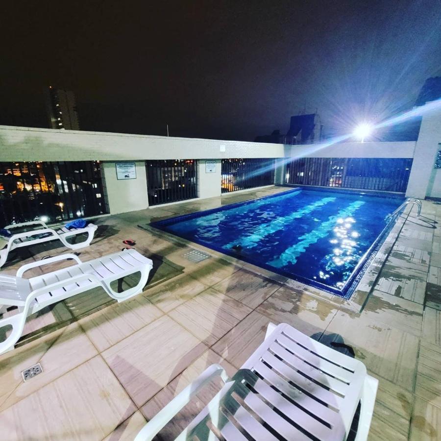 Flat Completo Novo A 350M Da Praia Com Piscina São Vicente Exterior photo